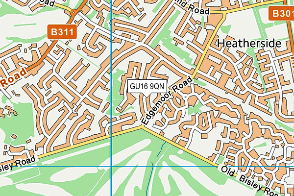 GU16 9QN map - OS VectorMap District (Ordnance Survey)