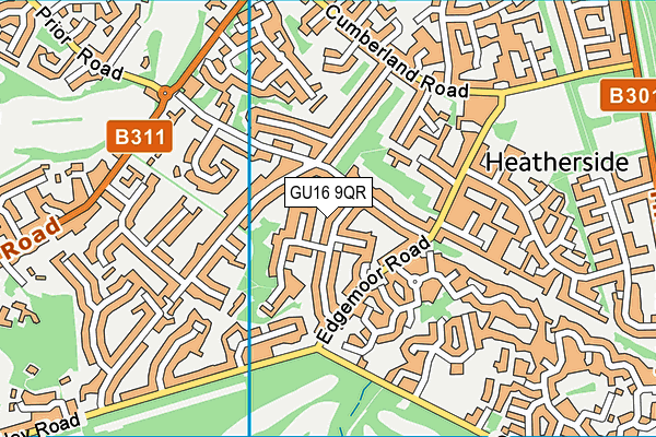 GU16 9QR map - OS VectorMap District (Ordnance Survey)