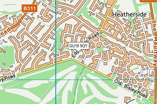 GU16 9QY map - OS VectorMap District (Ordnance Survey)