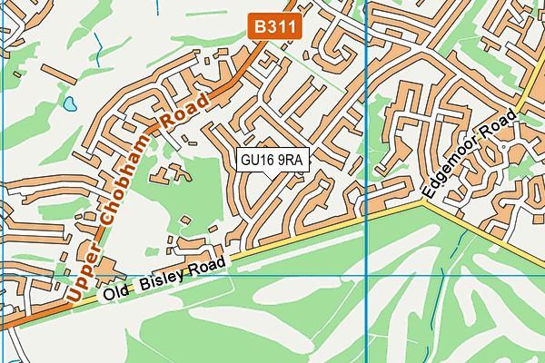 GU16 9RA map - OS VectorMap District (Ordnance Survey)