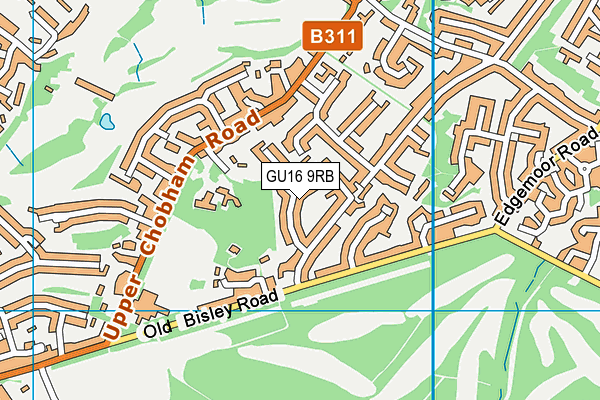 GU16 9RB map - OS VectorMap District (Ordnance Survey)