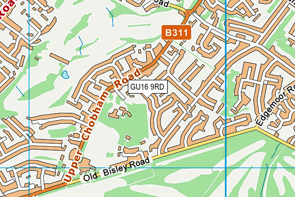 GU16 9RD map - OS VectorMap District (Ordnance Survey)