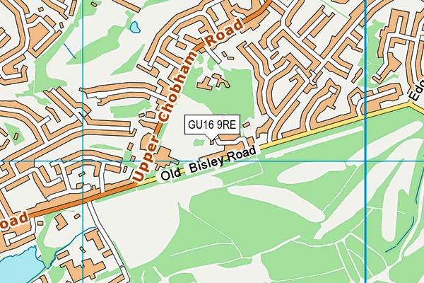 GU16 9RE map - OS VectorMap District (Ordnance Survey)