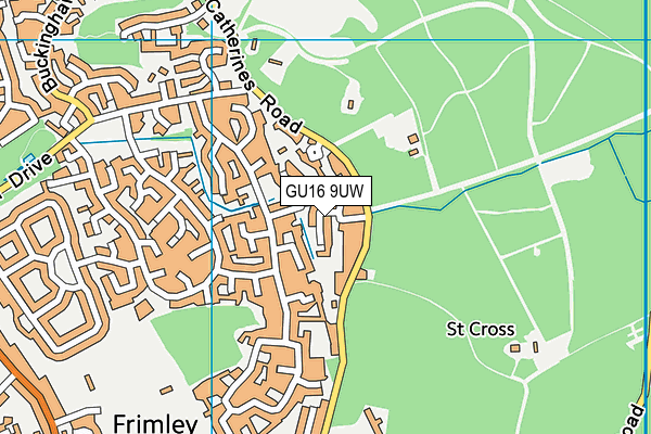 GU16 9UW map - OS VectorMap District (Ordnance Survey)
