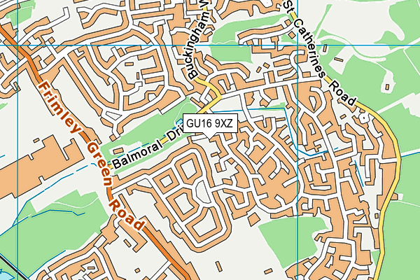 GU16 9XZ map - OS VectorMap District (Ordnance Survey)