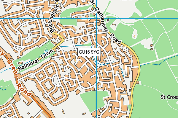 GU16 9YG map - OS VectorMap District (Ordnance Survey)