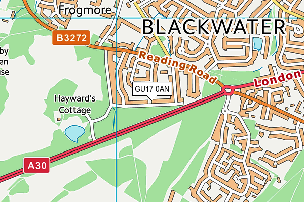 GU17 0AN map - OS VectorMap District (Ordnance Survey)