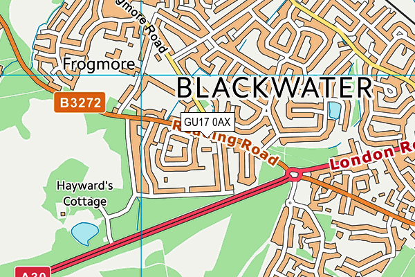 GU17 0AX map - OS VectorMap District (Ordnance Survey)