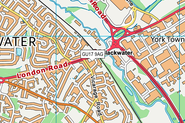 GU17 9AG map - OS VectorMap District (Ordnance Survey)