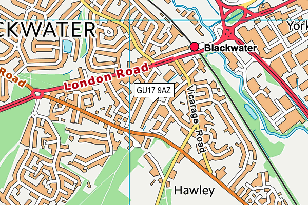 GU17 9AZ map - OS VectorMap District (Ordnance Survey)