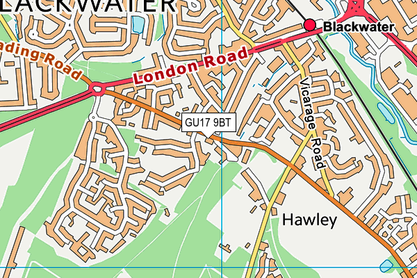 GU17 9BT map - OS VectorMap District (Ordnance Survey)