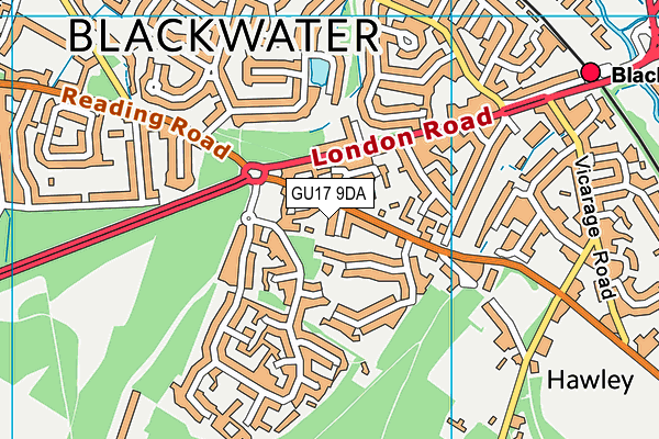 GU17 9DA map - OS VectorMap District (Ordnance Survey)