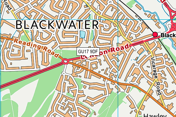 GU17 9DF map - OS VectorMap District (Ordnance Survey)