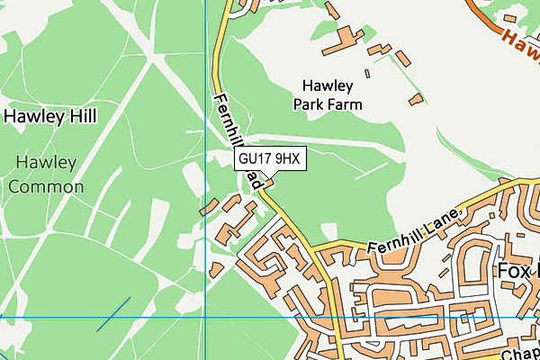 GU17 9HX map - OS VectorMap District (Ordnance Survey)