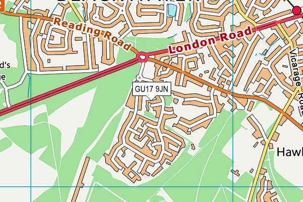 GU17 9JN map - OS VectorMap District (Ordnance Survey)