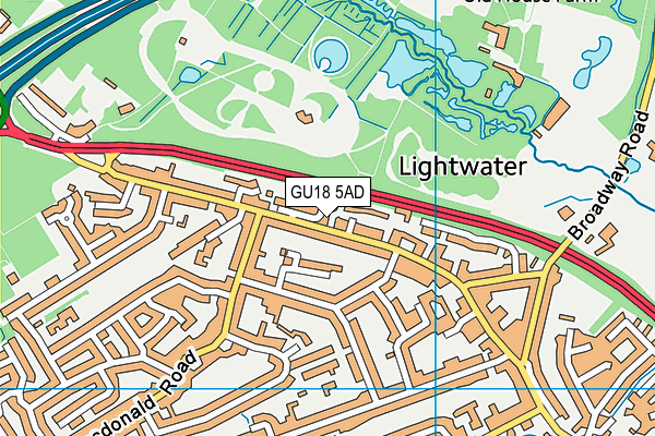 GU18 5AD map - OS VectorMap District (Ordnance Survey)