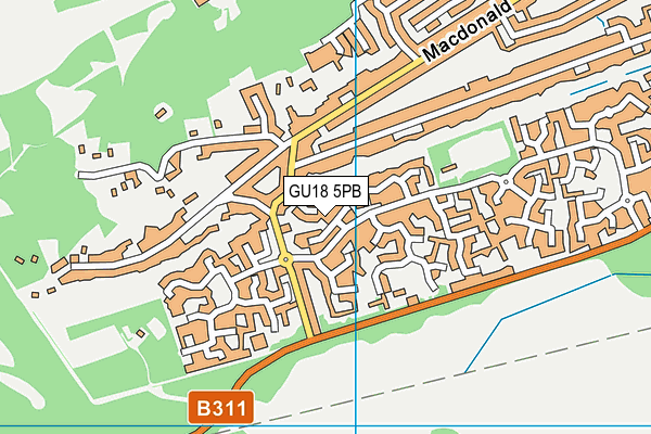GU18 5PB map - OS VectorMap District (Ordnance Survey)