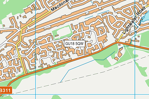 GU18 5QW map - OS VectorMap District (Ordnance Survey)