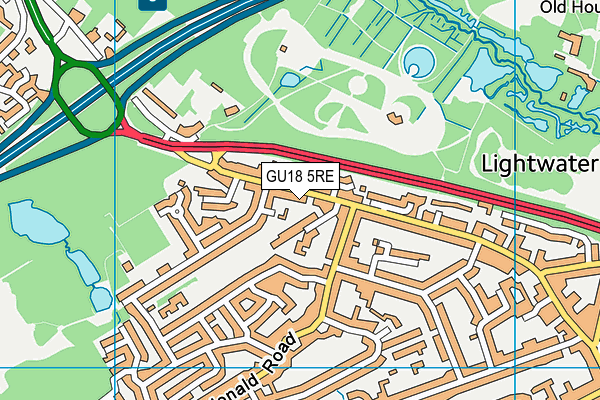 GU18 5RE map - OS VectorMap District (Ordnance Survey)