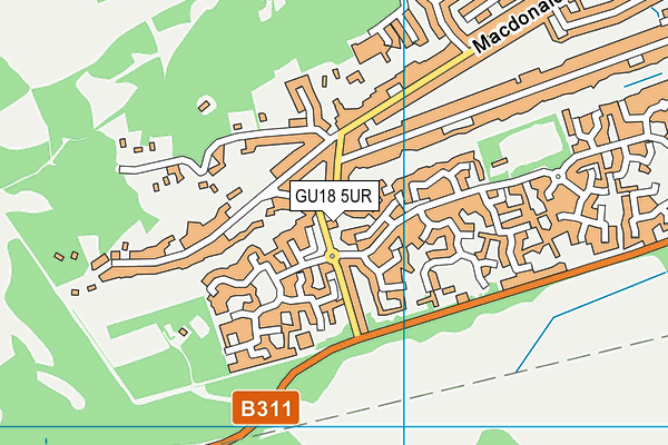 GU18 5UR map - OS VectorMap District (Ordnance Survey)