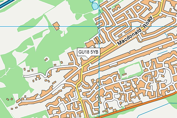 GU18 5YB map - OS VectorMap District (Ordnance Survey)