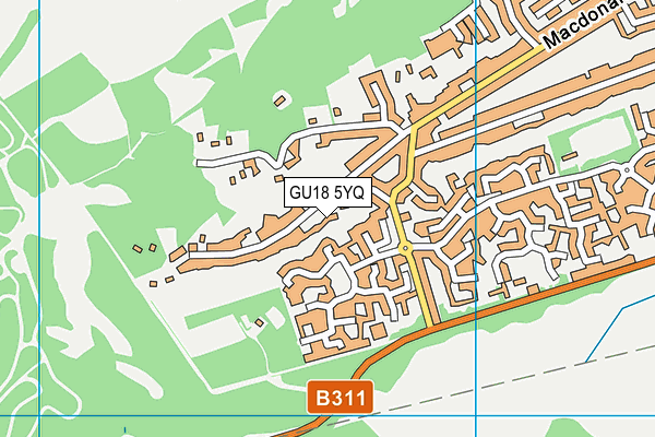 GU18 5YQ map - OS VectorMap District (Ordnance Survey)