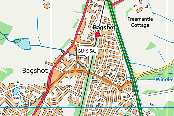 GU19 5AJ map - OS VectorMap District (Ordnance Survey)