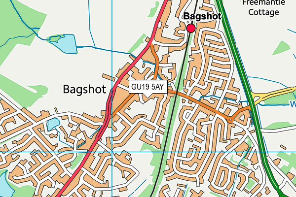 GU19 5AY map - OS VectorMap District (Ordnance Survey)