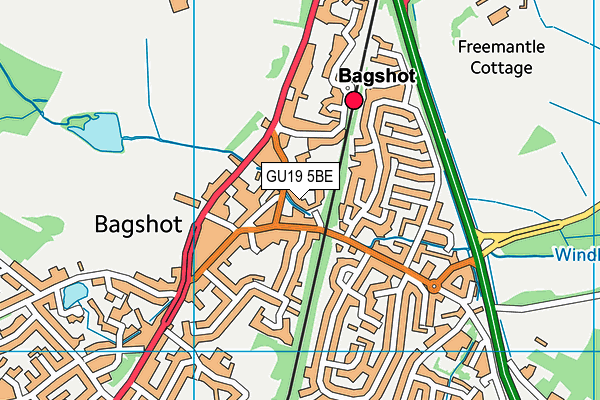 GU19 5BE map - OS VectorMap District (Ordnance Survey)