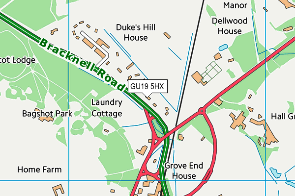 GU19 5HX map - OS VectorMap District (Ordnance Survey)