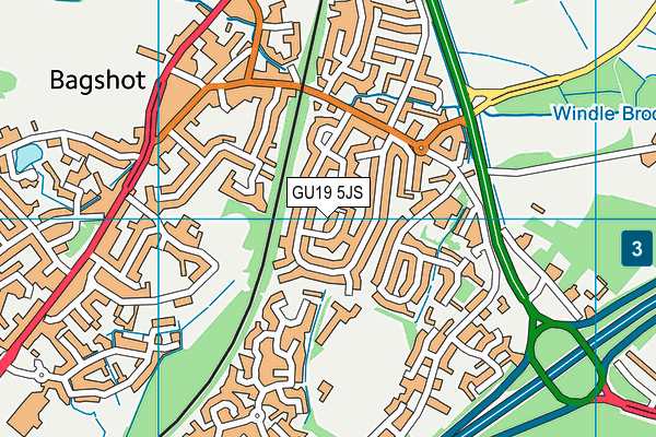 GU19 5JS map - OS VectorMap District (Ordnance Survey)