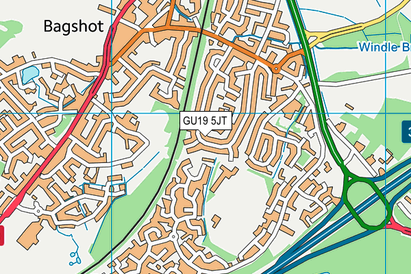GU19 5JT map - OS VectorMap District (Ordnance Survey)