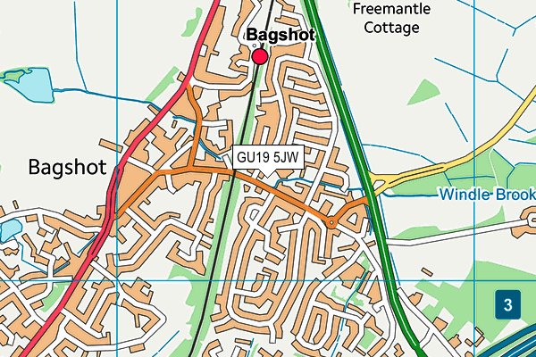 GU19 5JW map - OS VectorMap District (Ordnance Survey)