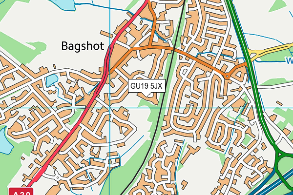 GU19 5JX map - OS VectorMap District (Ordnance Survey)