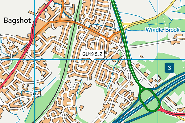 GU19 5JZ map - OS VectorMap District (Ordnance Survey)