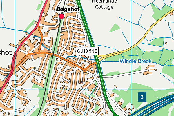 GU19 5NE map - OS VectorMap District (Ordnance Survey)