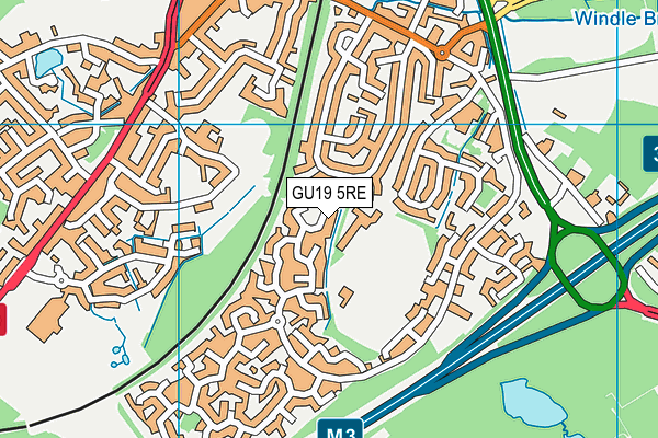 GU19 5RE map - OS VectorMap District (Ordnance Survey)