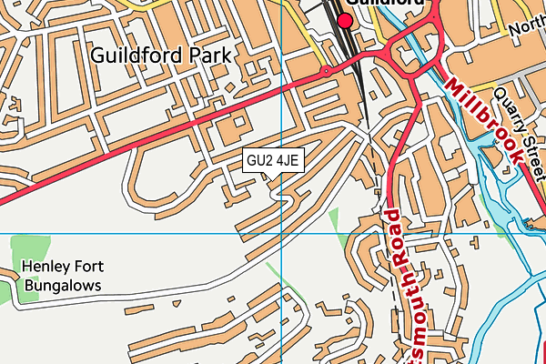 GU2 4JE map - OS VectorMap District (Ordnance Survey)