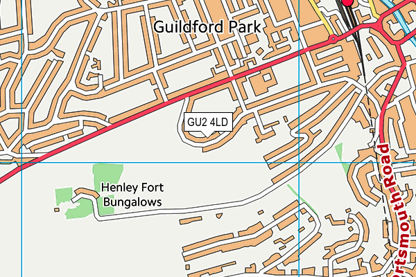 Gcs Wodeland Avenue Sports Ground map (GU2 4LD) - OS VectorMap District (Ordnance Survey)