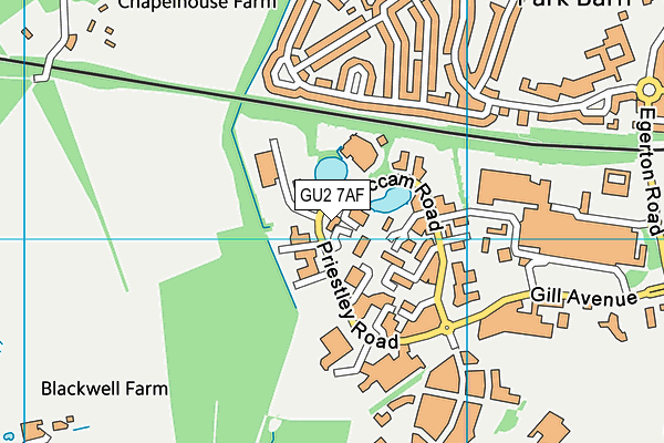 GU2 7AF map - OS VectorMap District (Ordnance Survey)
