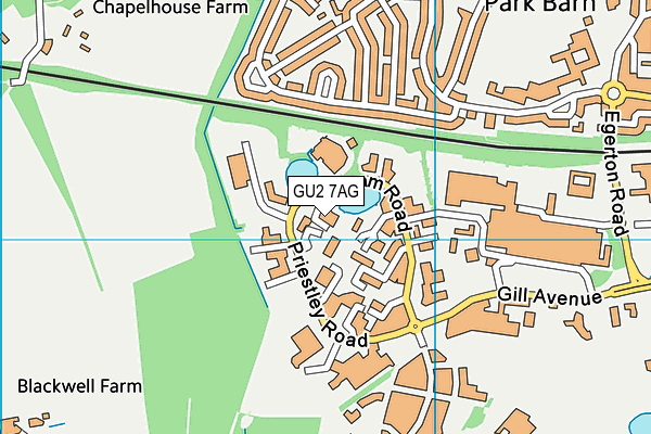 GU2 7AG map - OS VectorMap District (Ordnance Survey)