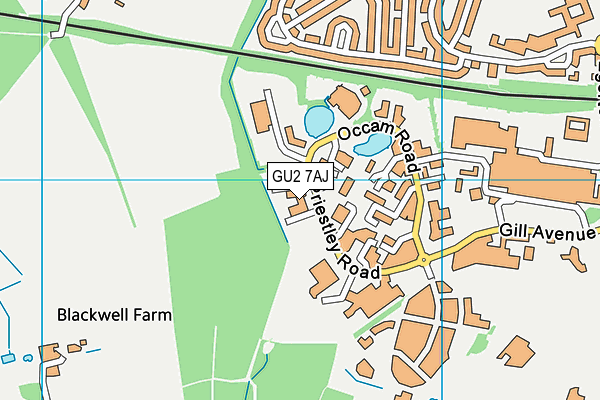 GU2 7AJ map - OS VectorMap District (Ordnance Survey)
