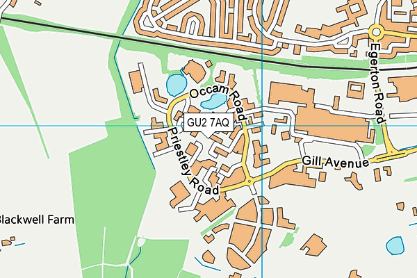 GU2 7AQ map - OS VectorMap District (Ordnance Survey)