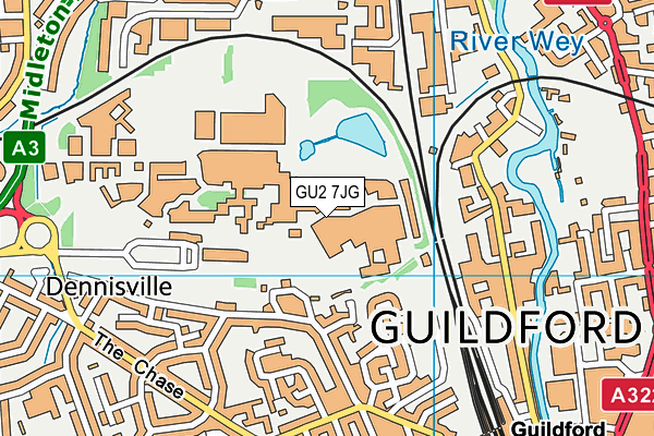 GU2 7JG map - OS VectorMap District (Ordnance Survey)