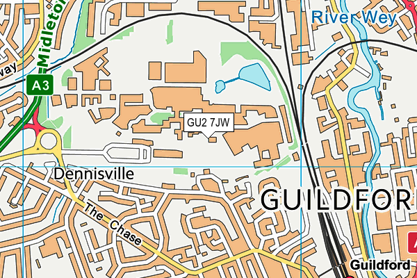 GU2 7JW map - OS VectorMap District (Ordnance Survey)