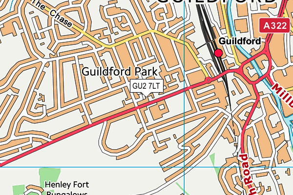 GU2 7LT map - OS VectorMap District (Ordnance Survey)