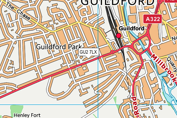 GU2 7LX map - OS VectorMap District (Ordnance Survey)