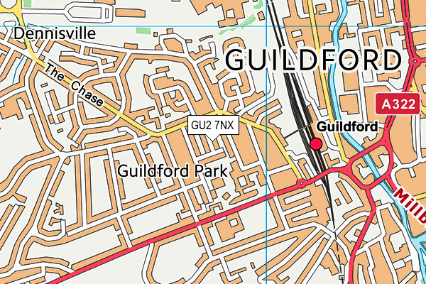 GU2 7NX map - OS VectorMap District (Ordnance Survey)