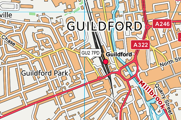 GU2 7PD map - OS VectorMap District (Ordnance Survey)