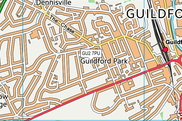 GU2 7PU map - OS VectorMap District (Ordnance Survey)
